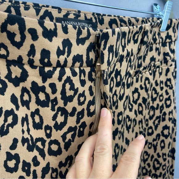 Banana Republic Leopard Animal Print Sloan Ankle Dress Pants Trousers Size 12 - Picture 3 of 8